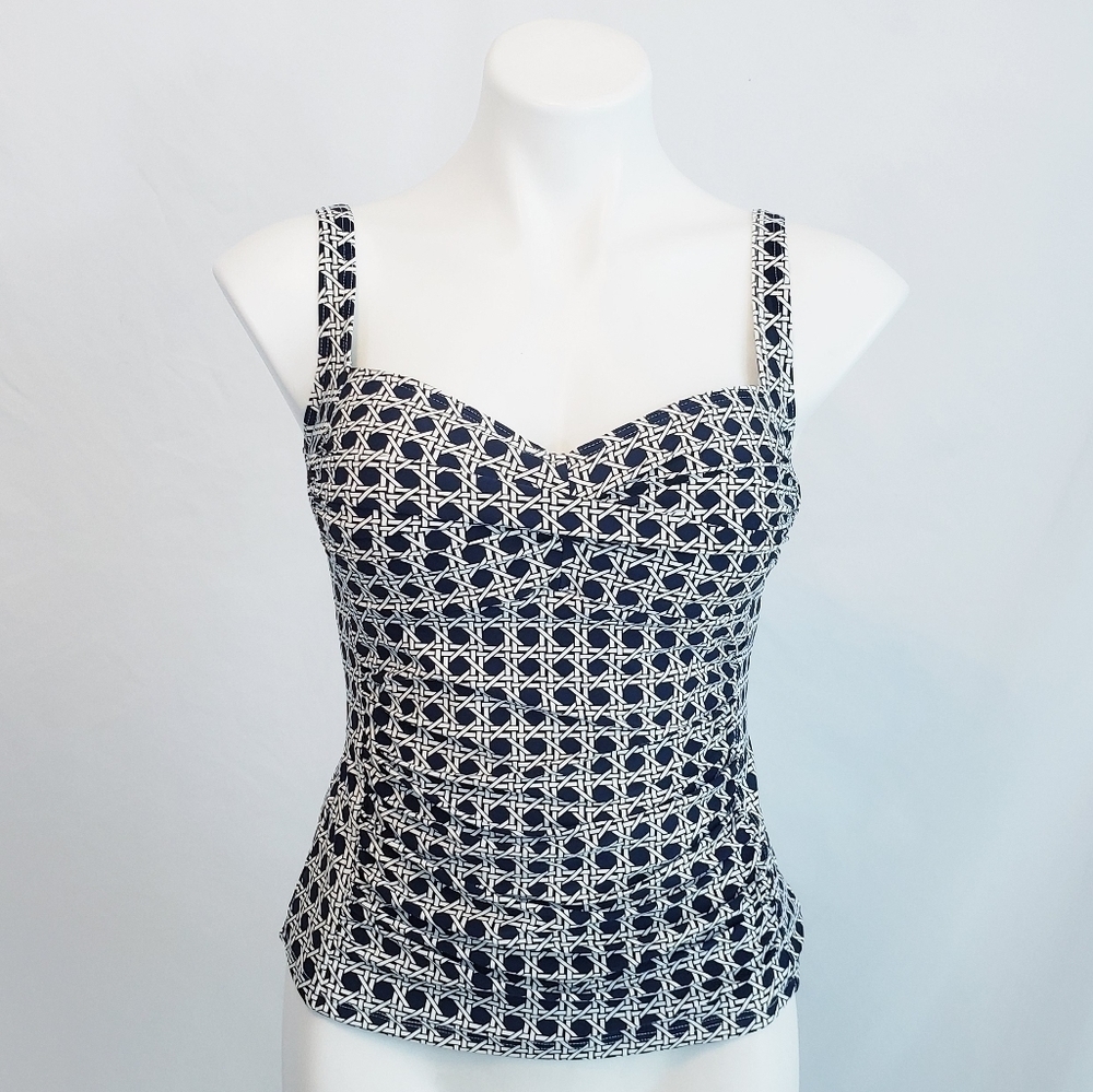 Bond-eye Australia Tankini Swimsuit Top Navy White Geometric